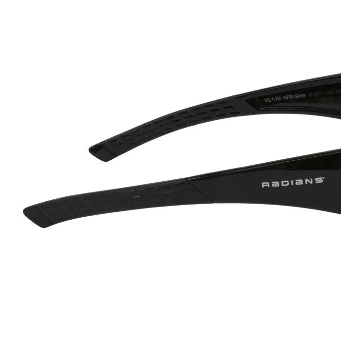 Radians Villume® Indoor Farming Glasses - Black Frame - HPS Grow Blue Mirror Lens