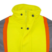 Radians SW01X-2 High Neck Zip Front X-Back Hooded Sweatshirt - Hi Vis Lime - L
