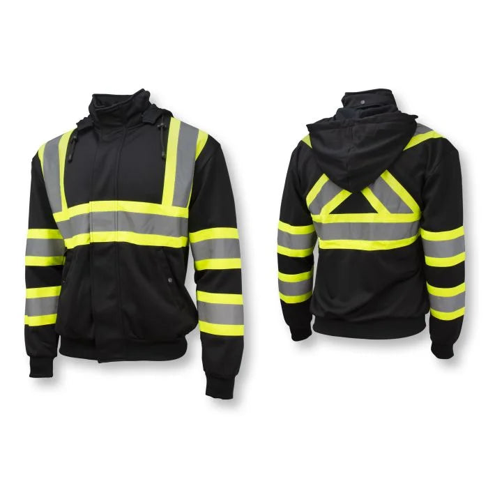 Radians SW01X-1 High Neck Zip Front X-Back Hooded Sweatshirt