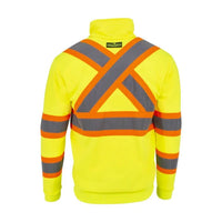 Radians SW01X-2 High Neck Zip Front X-Back Hooded Sweatshirt - Hi Vis Lime - L