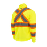 Radians SW01X-2 High Neck Zip Front X-Back Hooded Sweatshirt - Hi Vis Lime - L