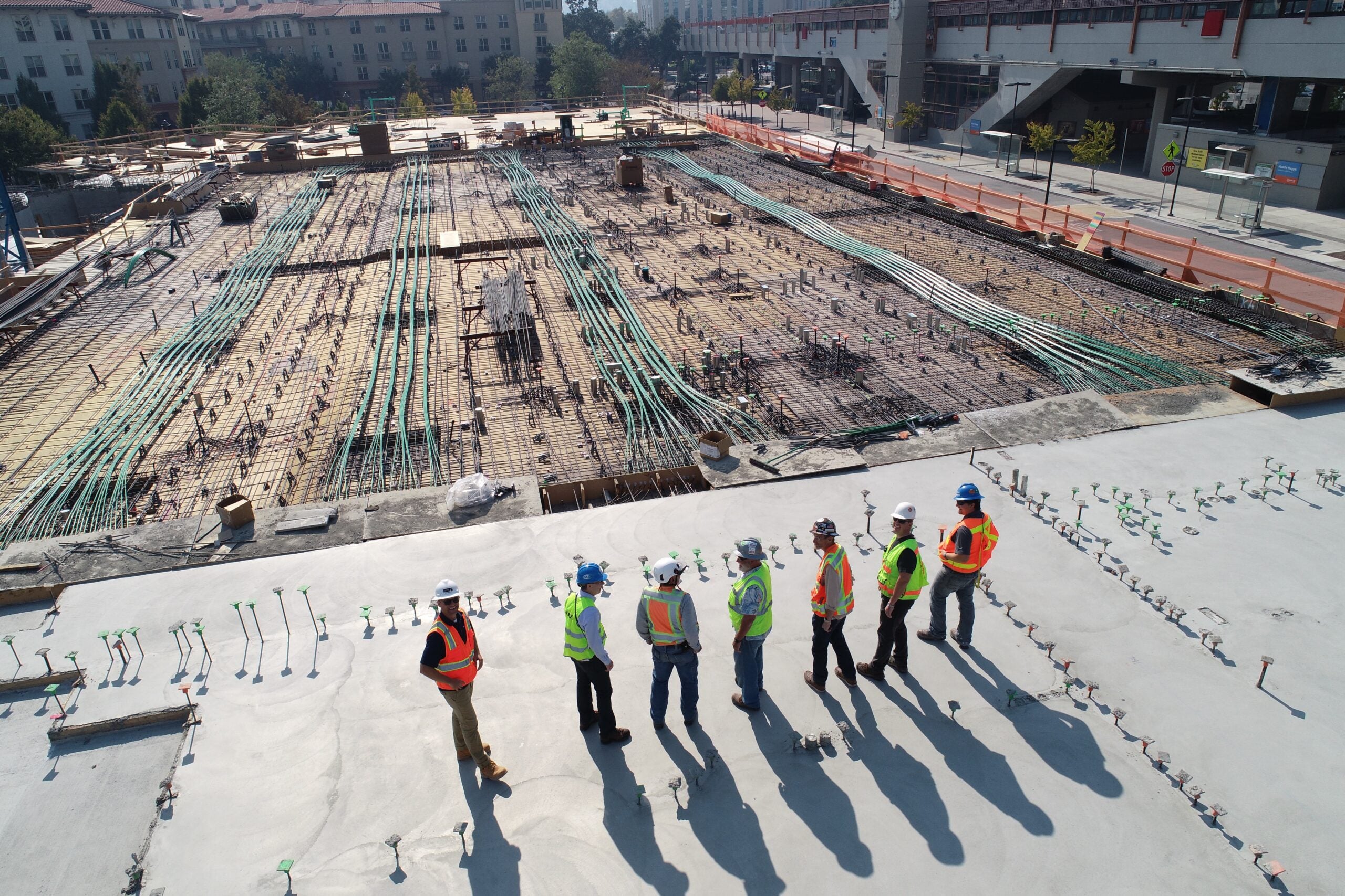 Industrial construction crew on an active job site