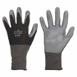 SHOWA 370BL-08 Atlas 370B Nitrile Palm Coating Glove, Black