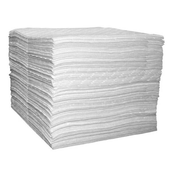 MeltBlown Mat, White Oil Only 1 Perf Laminated 15''x18'' Pads 100/Bale