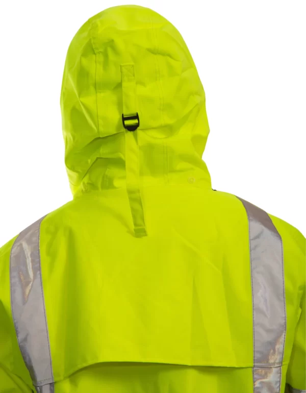 High Visibility Class 3 Waterproof Jacket, ICON J24122 Breathable 300D Polyurethane Hi-Vis Jacket with Reflective Tape, Flourescent Yellow/Green - Image 3