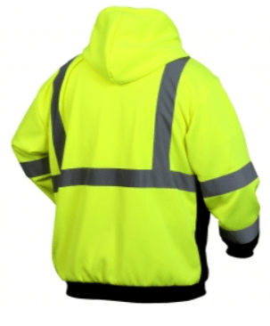 Class 3 Hi Vis Sweatshirt, Pyramex RSZH3210 Type R Class 3 Black Bottom Full-Zip Safety Sweatshirt - Yellow/Lime - Image 2