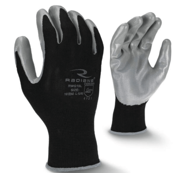 Radians Smooth Nitrile Palm Coated Work Gloves (sold by the dozen)