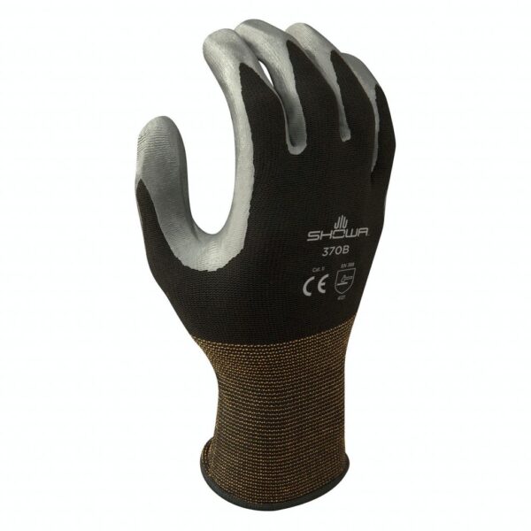 SHOWA 370BL-08 Atlas 370B Nitrile Palm Coating Glove, Black - Image 2