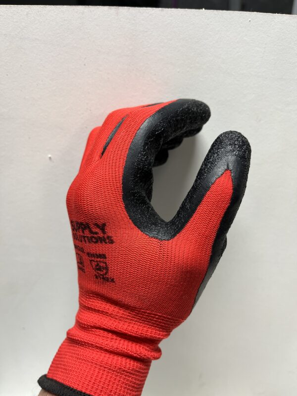 Supply Solutions APE SKINZ Latex Dipped Safety Work Gloves For Landscaping, Warehouse, Construction, Gardening, Agriculture, For Men and Women. 12 Pair per package. Red/black - Image 3