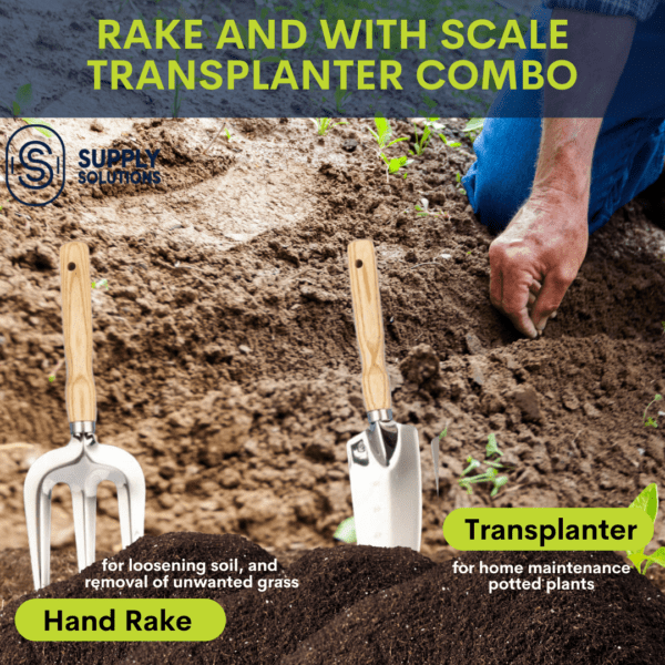 Supply Solutions Gardening Tools - Perfect Garden Tools for Women or Men - Small Heavy Duty Gardening Hand Tools with Trowel, Transplanter, Fork, Rake, and Cultivator - Image 5