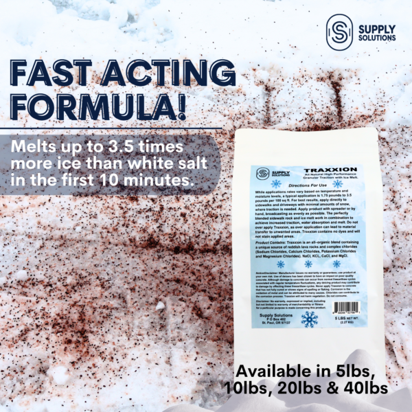 Supply Solutions Traxxion Granular Traction with Ice Melt | Pet Safe Ice Melt Snow Salt | Non Toxic Winter Salt for Driveways, Sidewalks and Various Terrain | Ice Salt That Lasts Longer - Image 5