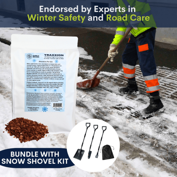 Supply Solutions Traxxion Granular Traction with Ice Melt - Pet Safe Ice Melt Snow Salt - Non Toxic Winter Salt - Bundle with 3-in-1 Collapsible Snow Shovel Kit for Car Emergency Driveway (5 Items) - Image 9