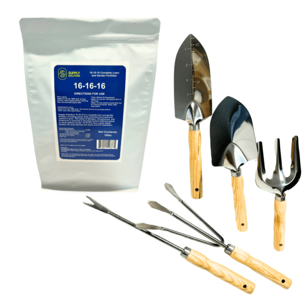 Supply Solutions 16-16-16 Complete Lawn & Garden All Purpose Granular Fertilizer - The Ultimate Plant Food for Lush Greenery - Bundle with Gardening Tools Perfect for Men and Women