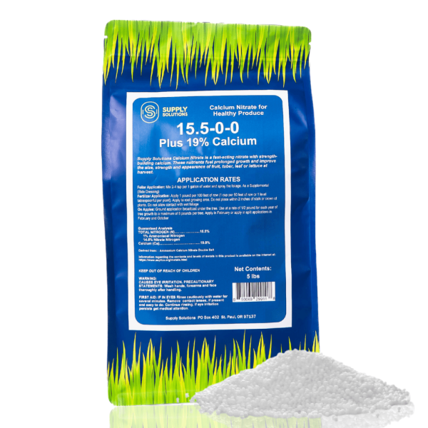 Supply Solutions Calcium Nitrate 15.5-0-0 + 19% Ca | Fast-Acting Water Soluble Fertilizer Prevents Blossom End Rot - Boosts Growth & Yield for Vegetables, Fruit, Gardens & Hydroponics