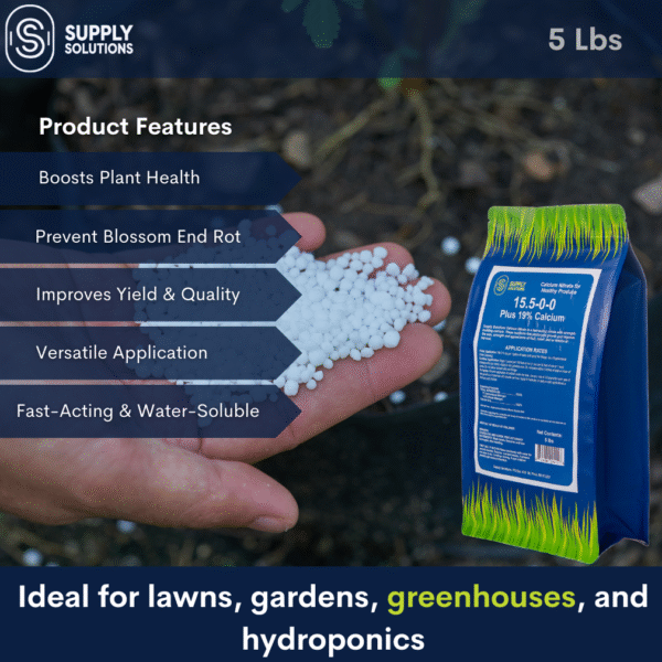 Supply Solutions Calcium Nitrate 15.5-0-0 + 19% Ca | Fast-Acting Water Soluble Fertilizer Prevents Blossom End Rot - Boosts Growth & Yield for Vegetables, Fruit, Gardens & Hydroponics - Image 2