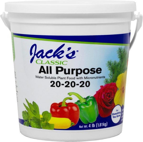 Jack's Classic 20-20-20 All Purpose Water-Soluble Fertilizer with Micronutrients to Provide General Growth on All Plants (4lbs)