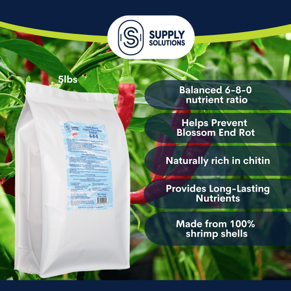 Supply Solutions Pacific Bounty Organic Shrimp Fertilizer 6-8-0 | 13% Calcium | Natural Phosphorus-Rich Fertilizer for Tomatoes, Peppers, and Flowering Plants | Soil-Building - Image 2