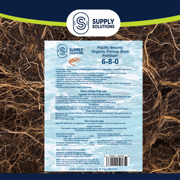 Supply Solutions Pacific Bounty Organic Shrimp Fertilizer 6-8-0 | 13% Calcium | Natural Phosphorus-Rich Fertilizer for Tomatoes, Peppers, and Flowering Plants | Soil-Building - Image 3