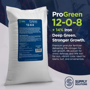 ProGreen 12-0-8 Plus 14% Iron Granular Lawn and Garden Fertilizer - Plant Food Support for Deep Green Color and Stronger Roots - Perfect Spring Boost for Lawns
